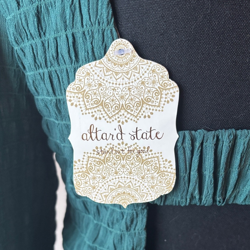 Altar'd State Textured Green Long Sleeve Dress - Picture 3 of 5